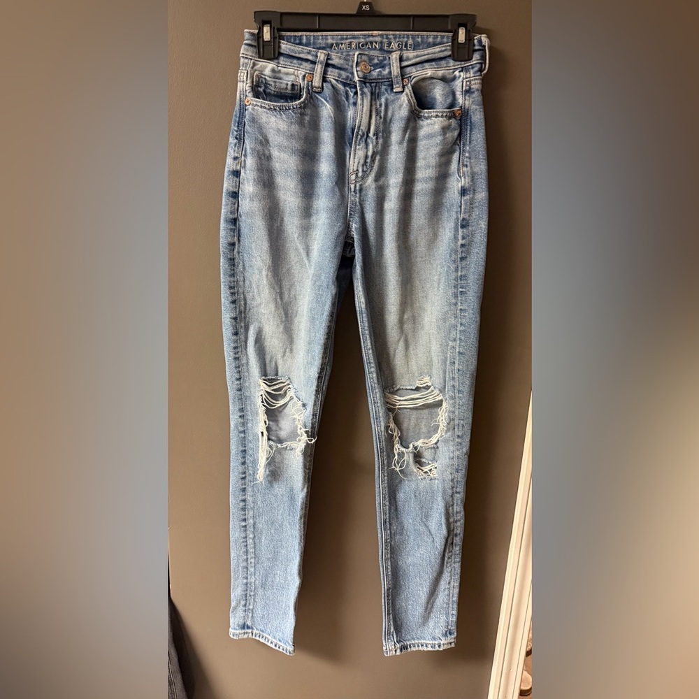 American Eagle Outfitters Light Blue Ripped Skinny Jeans